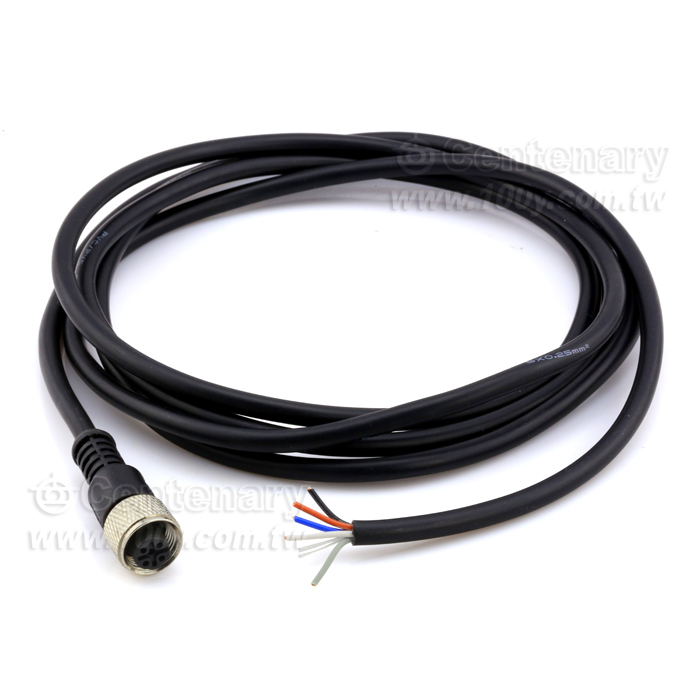 Straight hole in the first four female head _M12 waterproof sensor cable - 166115 Product Image