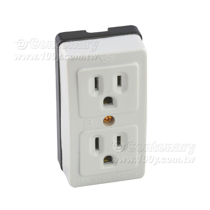 H型附接地雙連明插座15A/125V - 13012 產品圖片