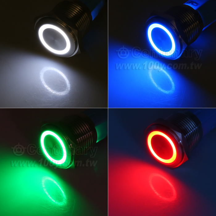Φ16mm不銹鋼帶燈按鈕開關(自復型)  LED12V 紅色 - 113808 產品圖片