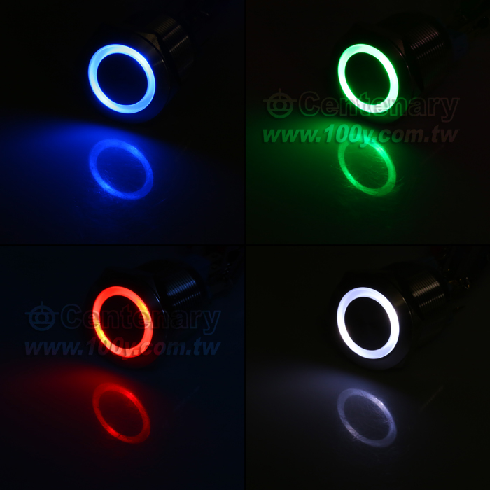 22mm不銹鋼環形自鎖帶燈按鈕 LED12V 紅色 - 113828 產品圖片