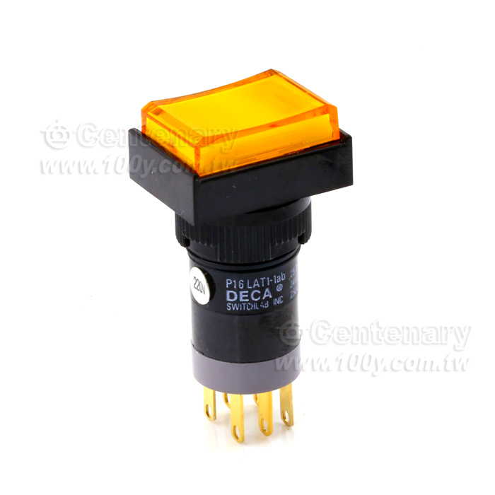 Φ16mm 按鈕開關 黃色蓋含燈 220V - 115567 產品圖片