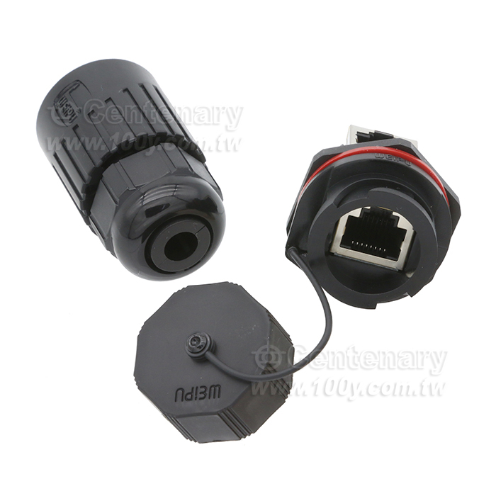 Rectangular RJ45 network connector. - 119221 Product Image