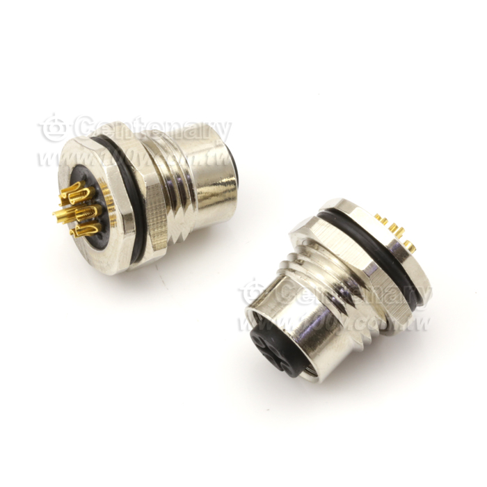 M12 Male Panel mount Connector, Female, Front Fastened, Solder - 122071 Product Image
