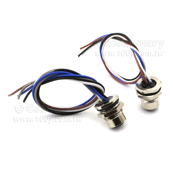 M12 Male Panel Mount Connector, Female, Front Fastened, With Single Wire - 122076 Product Image