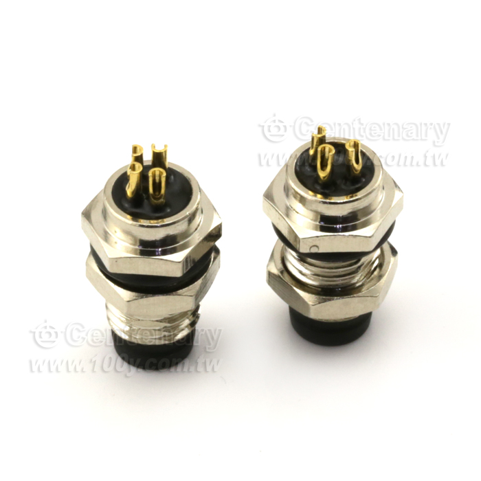M8 Male Panel Mount Connector, Front Fastened with M8*1, Solder - 122011 Product Image