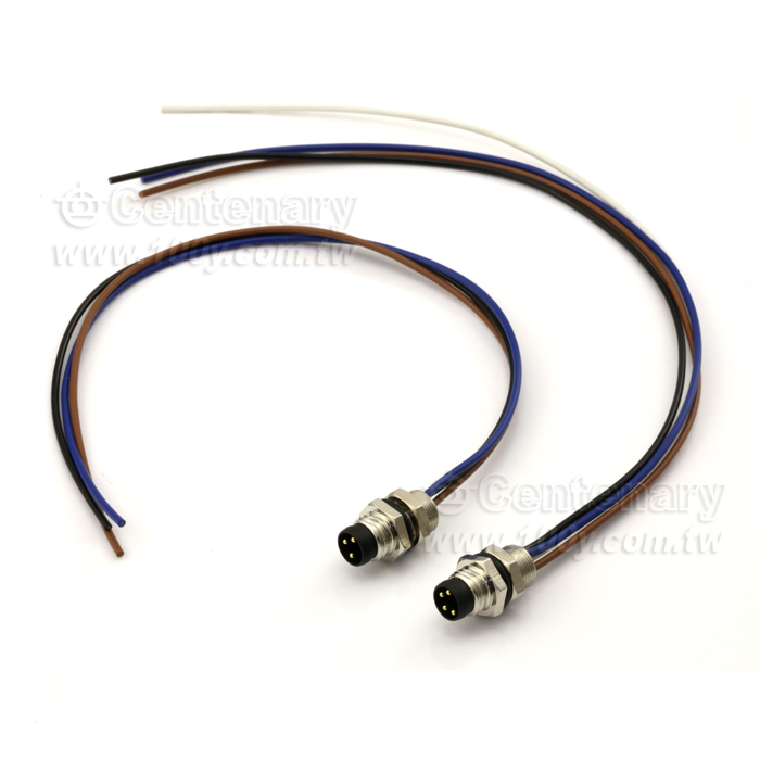 M8 Female Panel Mount Connector, Behind Fastened, with Single Wires - 122031 Product Image