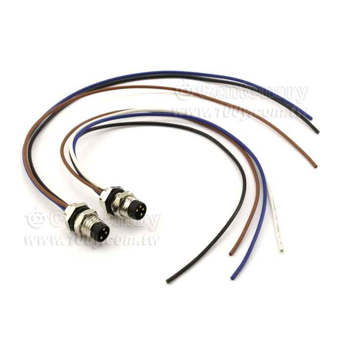 M8 Female Panel Mount Connector, Front Fastened, with Single Wires - 122012 Product Image