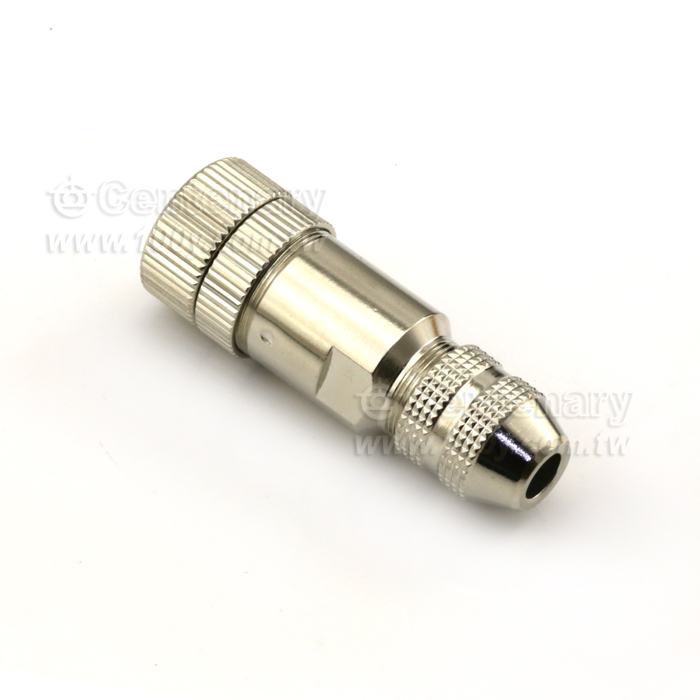 M12 Connector 180 degree, Female, Brass Nickel Plated Screw System, Shieldable, Screw Termination, Sold Termination on 8 POL - 122087 Product Image