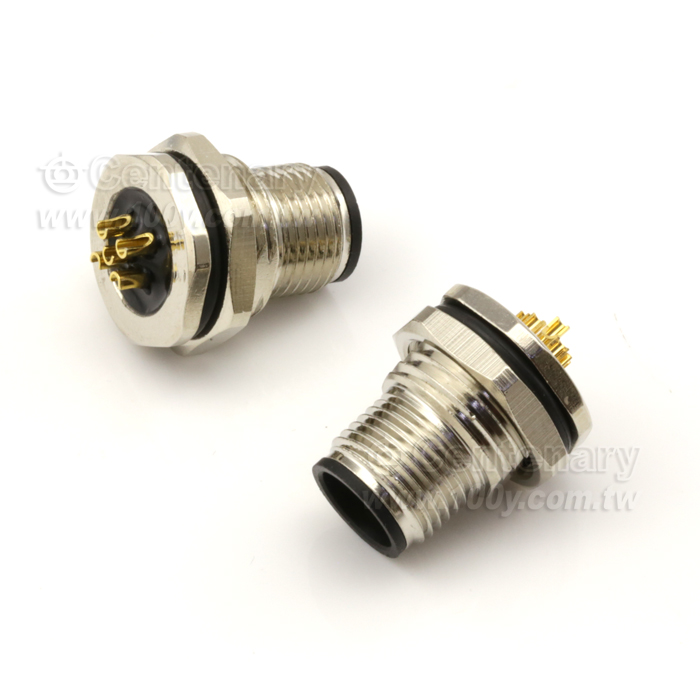 M12 Male Panel mount Connector, Male, Front Fastened, Solder - 122088 Product Image