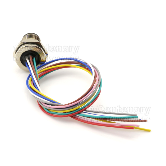 M12 Male Panel Mount Connector, Male, Front Fastened, With Single Wire - 122093 Product Image