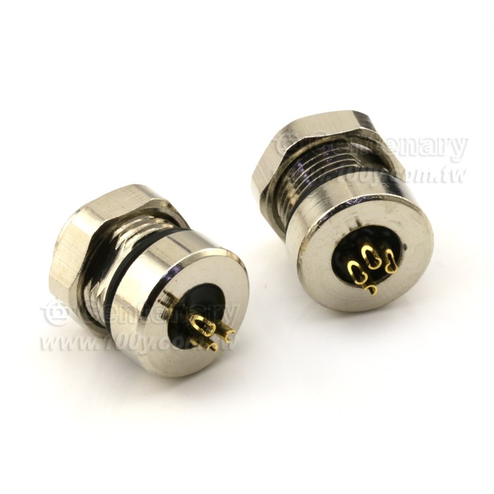 M8 Female Panel Mount Connector, Front Fastened with M12*1, Solder - 121997 Product Image