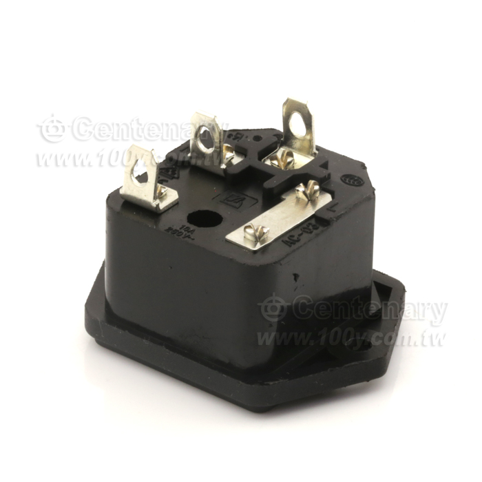 AC power socket with fuse socket with ear - 163929 Product Image