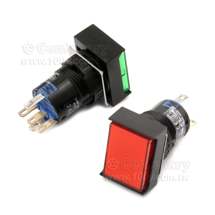 φ16 長方形LED照明復歸按鈕開關 白色 - 122979 產品圖片