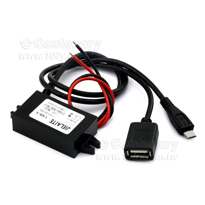 降壓模塊 12V轉5V/3A帶USB 黑塑膠殼  MICRO接口 - 125639 產品圖片