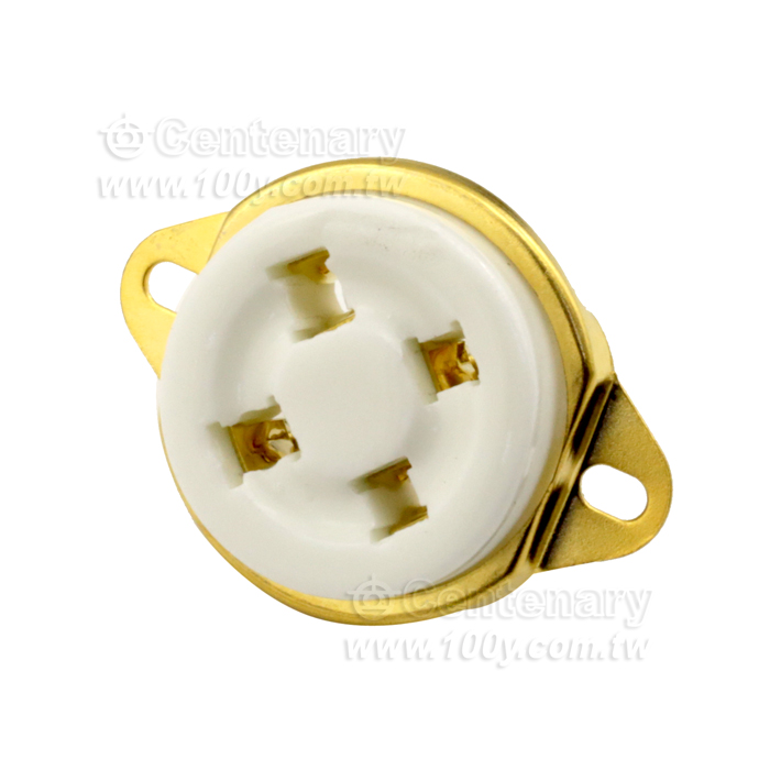 Ceramic 4-pin tube holder phosphor bronze gold-plated socket - 125430 Product Image