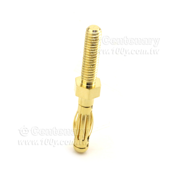 裸露香蕉插頭-4mm/M4*15-燈籠型六角鍍金 - 130343 產品圖片