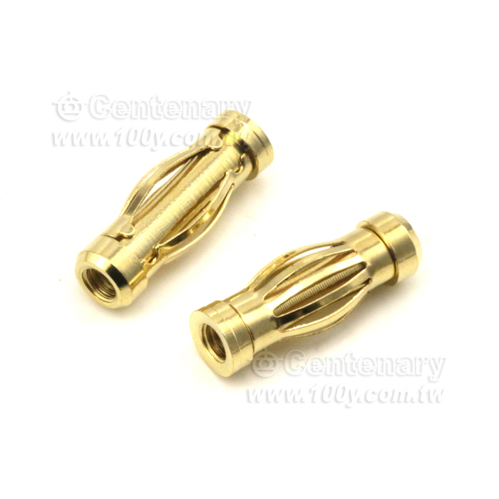4mm香蕉插頭-銅鍍金燈籠花-M3內螺紋 L:15.6mm - 130336 產品圖片
