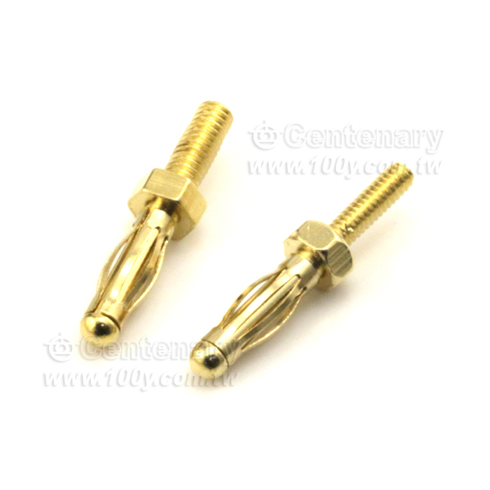 裸露香蕉插頭-2.5mm/M2*6.5-燈籠型六角鍍金 - 130328 產品圖片