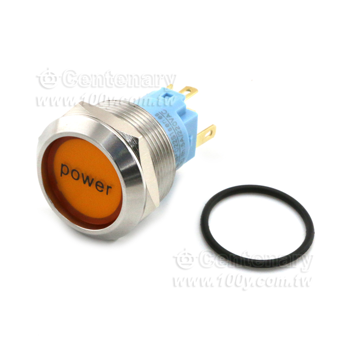 圓形發光金屬按鍵開關 黃色 22mm 12V - 131997 產品圖片