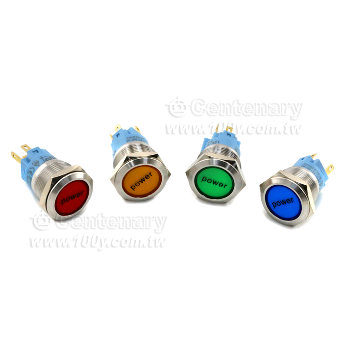 圓形發光金屬按鍵開關 藍色 19mm 12V - 131958 產品圖片