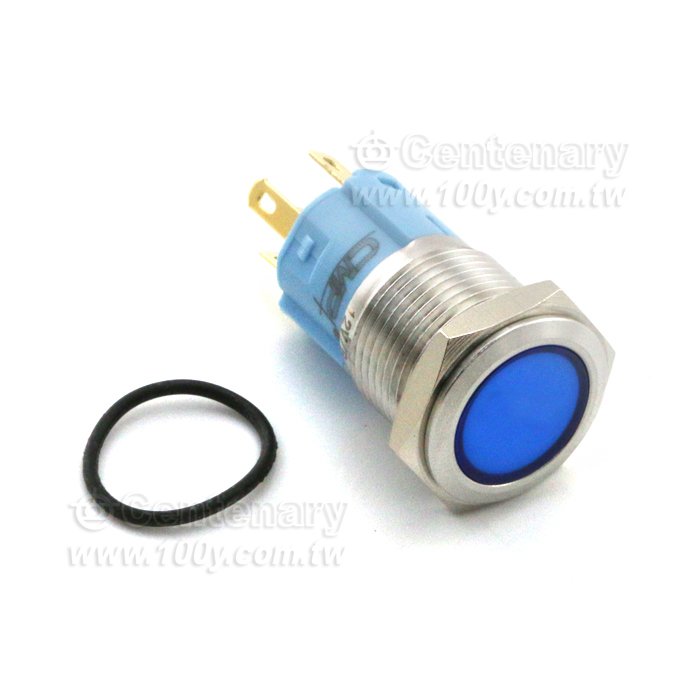 圓形發光金屬按鍵開關 藍色 16mm 12V - 131950 產品圖片