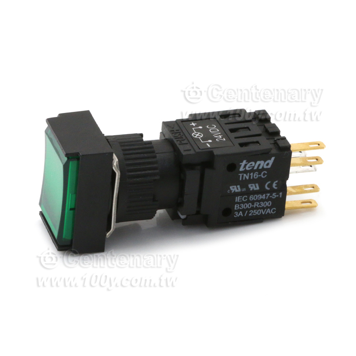 長形復歸照光式按鈕開關 LED24V 藍色 - 154604 產品圖片