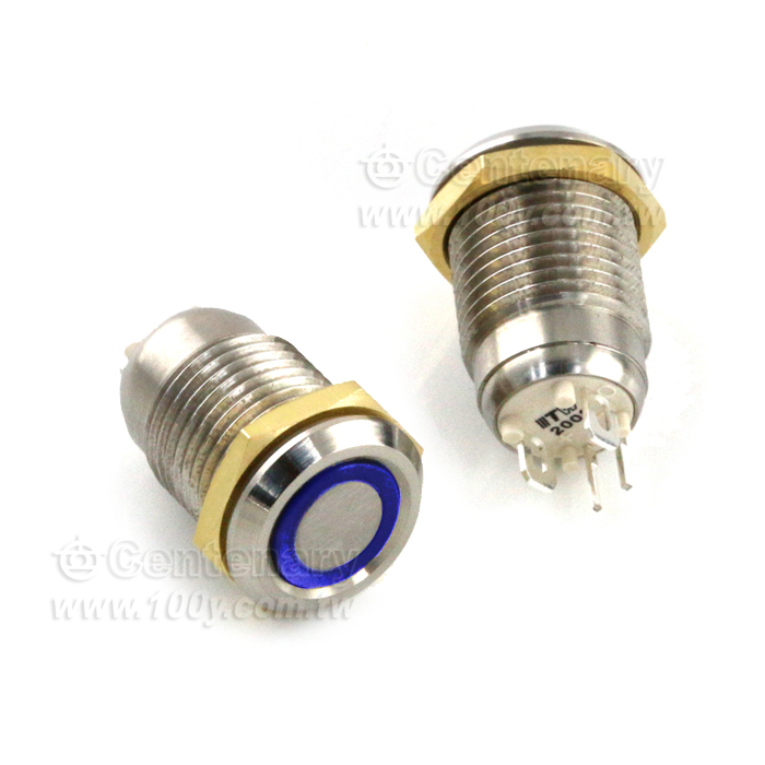 Φ12mm不鏽鋼按鈕開關 LED:藍色 - 134348 產品圖片
