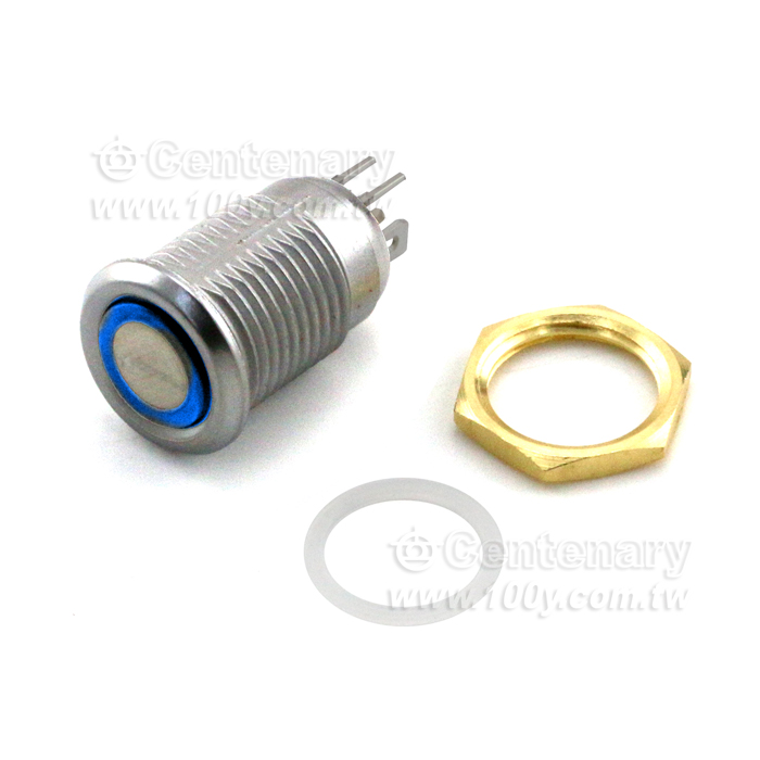 Φ12mm鋅合金鈕開關 LED:綠色 - 134351 產品圖片
