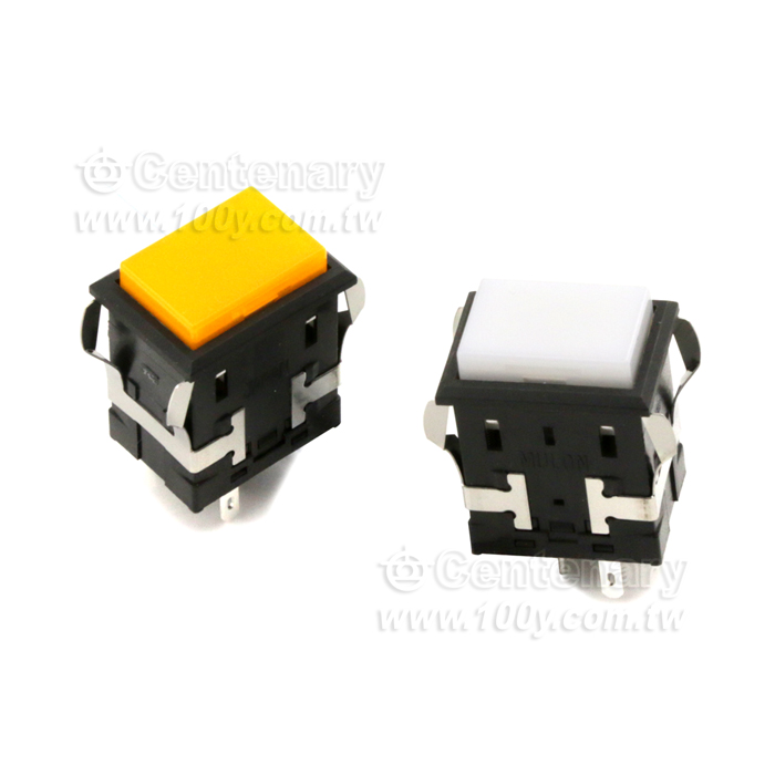 按鈕開關 黃色LED/白色蓋板 SPDT - 102697 產品圖片