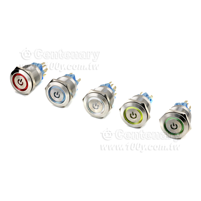 25mm不銹鋼環形自鎖帶燈按鈕   LED 12V 紅 - 136010 產品圖片
