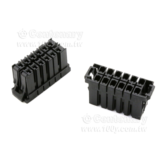 TE  12 Position Rectangular Housing Connector Plug Black 0.200" (5.08mm) - 105005 Product Image