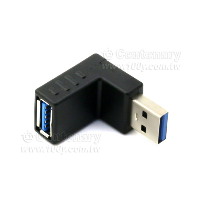 黑色USB3.0公對母直角電腦轉接頭L型彎頭90度 上彎 - 140690 產品圖片