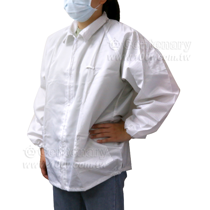 防靜電拉鍊式白色網格上衣-XXL - 141704 產品圖片