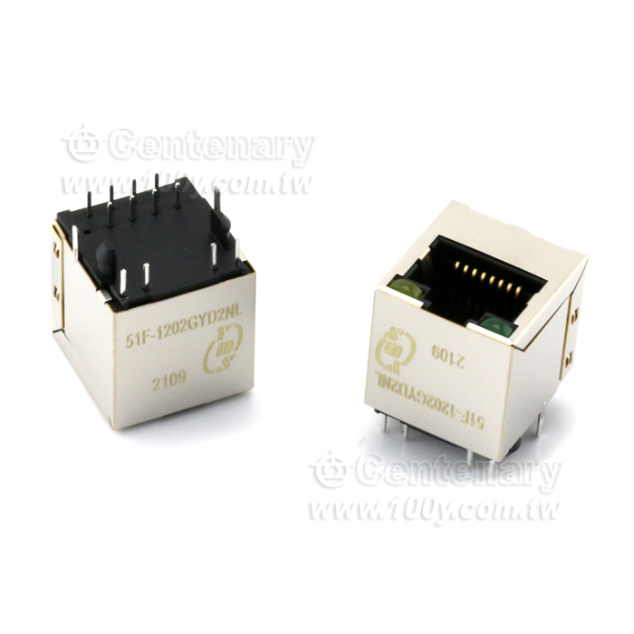 180°帶變壓器垂直安裝RJ45網路介面座 - 141878 產品圖片