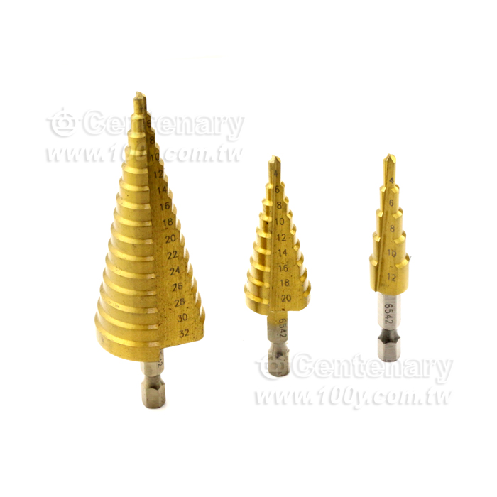 三合一鍍鈦直槽階梯鑽頭4-32,4-20,4-12mm - 141961 產品圖片