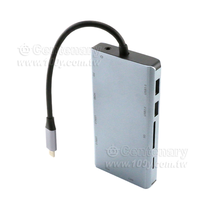 Type-C-11 All-in-one-HDMI+VGA+Card Reader+Network Card - 142899 Product Image