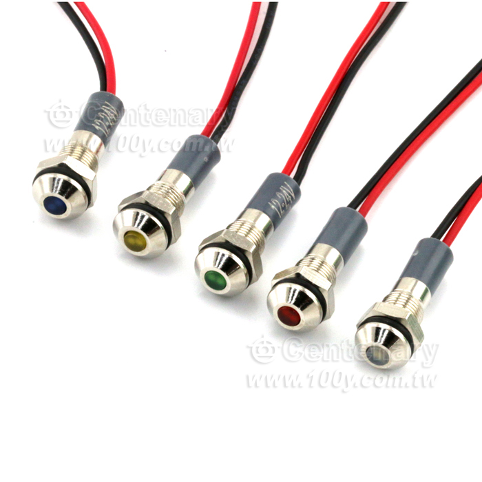 帶線金屬指示燈 6mm 12-24V-紅-145mm - 139450 產品圖片