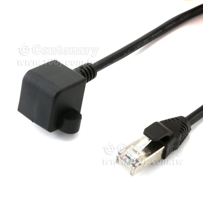 RJ45 公對母 Cat5.e 帶螺絲孔可固定網路延長線 1m彎頭90° - 143286 產品圖片