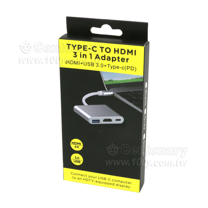 Type-c轉HDMI+PD+USB3.0智慧拓展塢 一拖三 支持4K - 143421 產品圖片