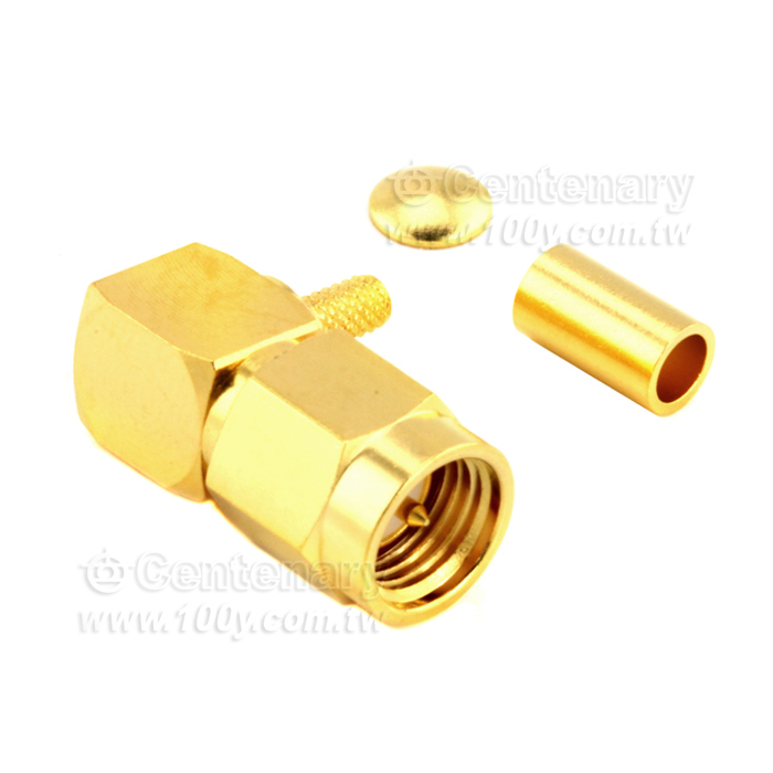 SMA Plug Crimp Right Angle For RG174,RG188,RG316; 11GHz VSWR 1.25 - 146960 Product Image