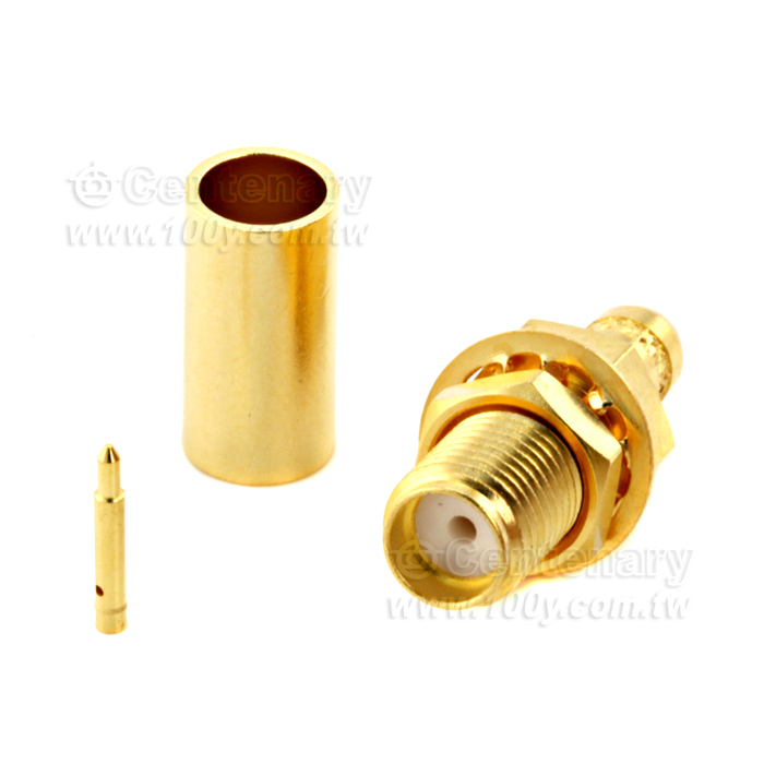 SMA Reverse Polarity Jack Crimp Bulkhead For RG58,JBY195,LMR195; 6GHz VSWR 1.2 - 146975 Product Image