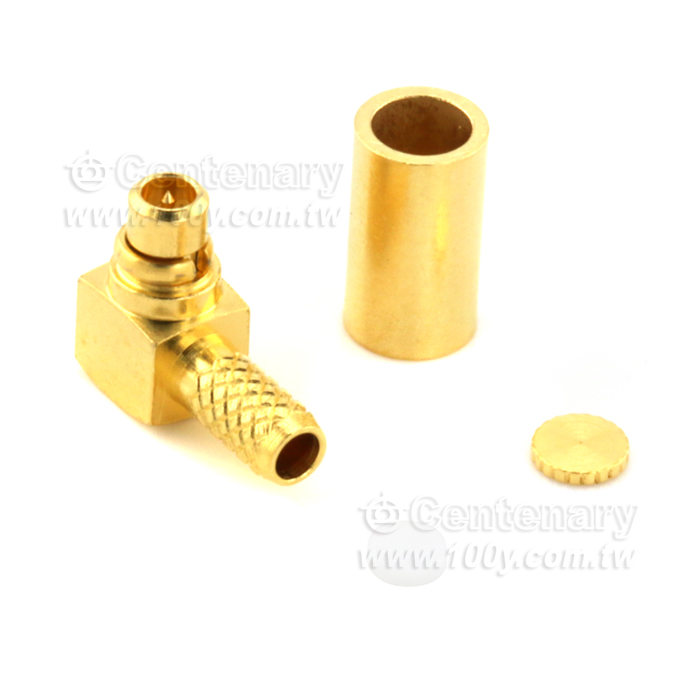MMCX Plug Crimp Right Angle For RG174,RG188,RG316; 6GHz VSWR 1.2 - 92340 Product Image
