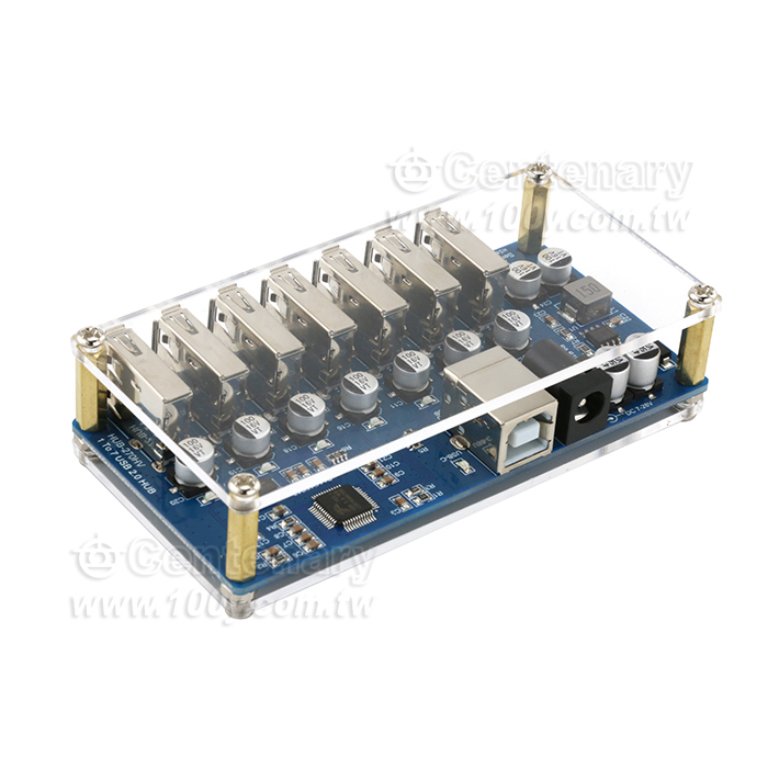 1轉7口USB2.0集線器帶透明亞克力殼 - 147878 產品圖片