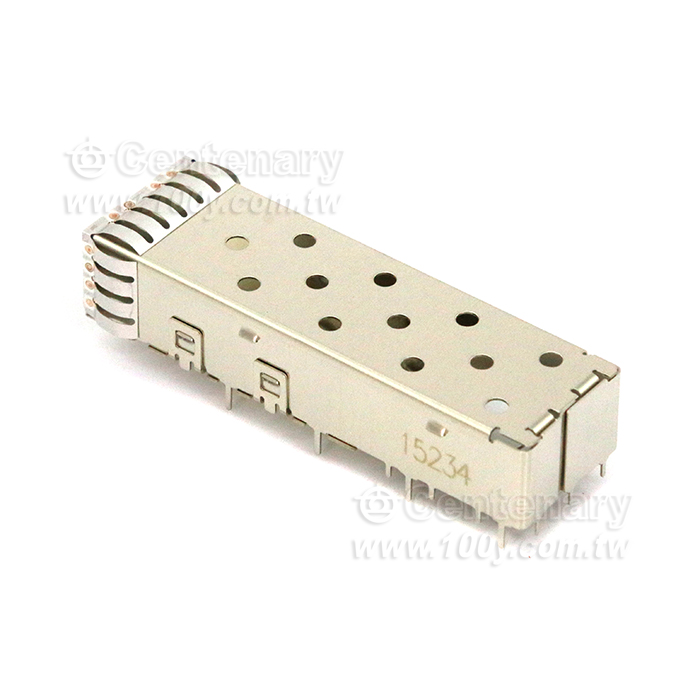 SFP+ IXI Cage Assembly, PCI, Solder Tails, External EMI Spring - 92849 Product Image