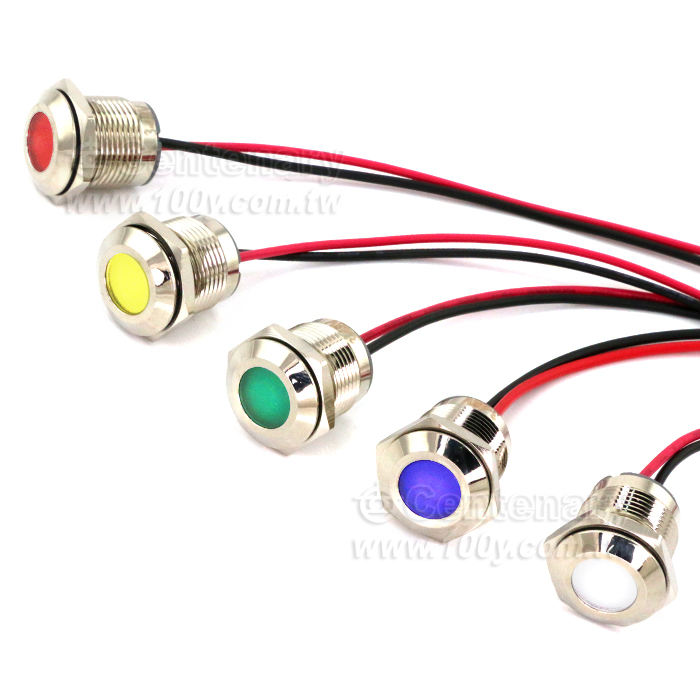 16mm帶線平頭金屬指示燈-12-24V-紅-150mm - 149652 產品圖片