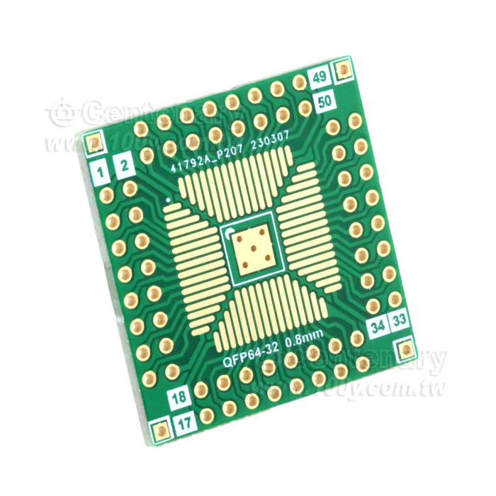 QFP64(QFN64)-DIP轉接板 沉金板 - 150456 產品圖片