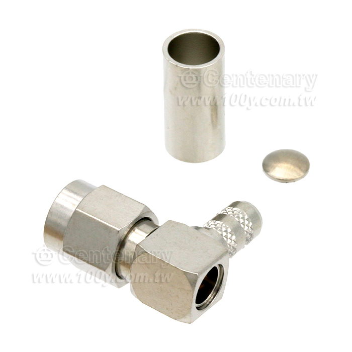 SMA plug crimp right angle for RG58, 6GHz VSWR1.2 - 94161 產品圖片
