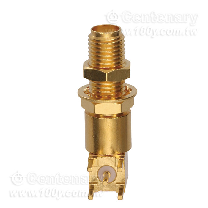 SMA Jack PCB Mount Bulkhead Right Angle With Round Contact - 94619 Product Image