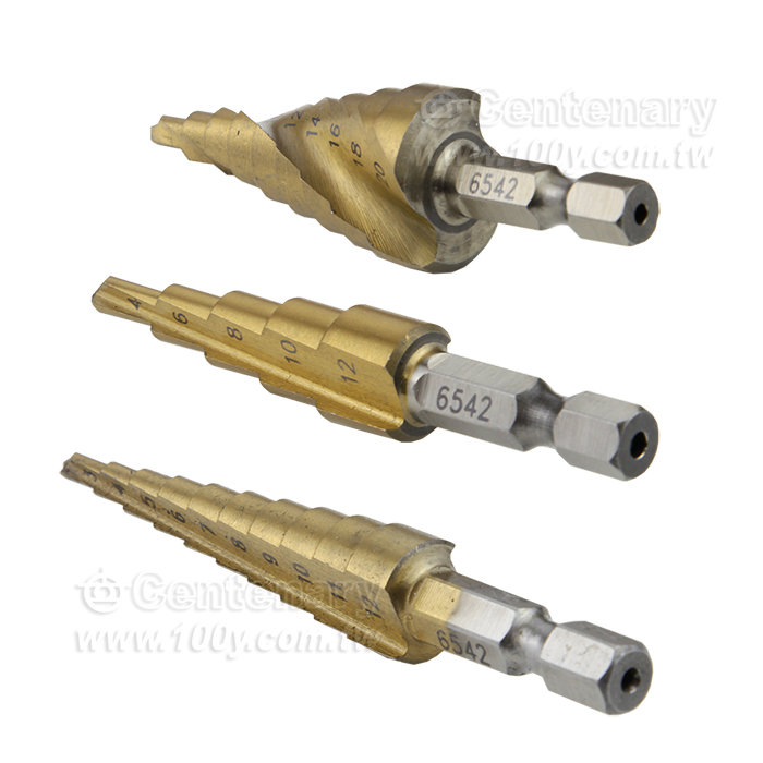 三合一鍍鈦階梯鑽頭 3-12mm+4-20mm+4-12mm - 158621 產品圖片