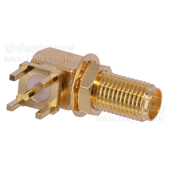 SMA Jack PCB Mount Bulkhead Right Angle With Round Contact - 94736 Product Image